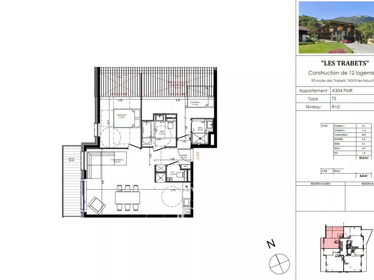 Apartment Les Houches - 2 bedrooms - 63m²