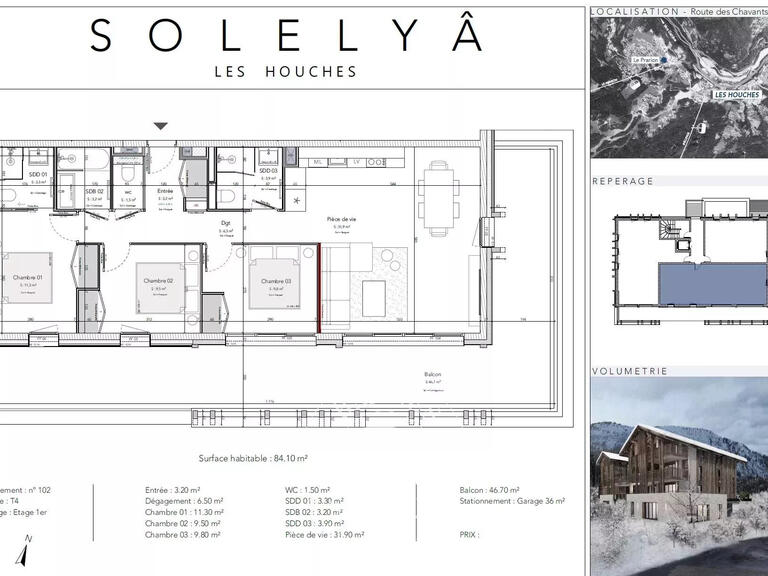 Apartment Les Houches - 3 bedrooms - 84m²