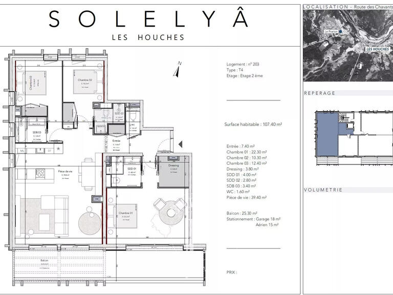 Appartement Les Houches - 3 chambres - 107m²