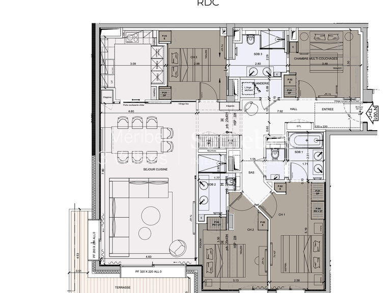 Appartement Meribel-les-allues - 3 chambres - 127m²