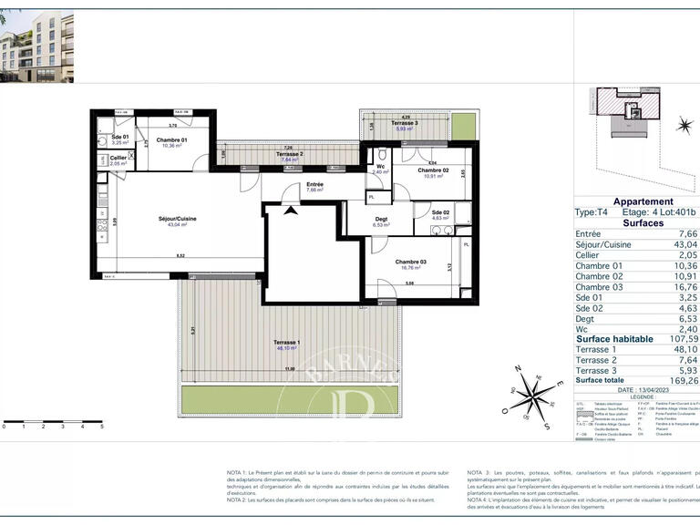 Appartement Nantes - 3 chambres - 107m²